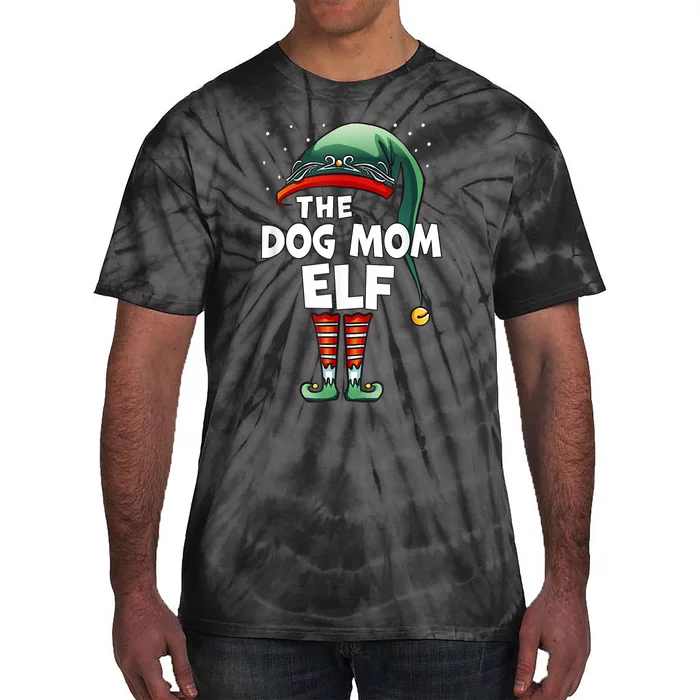 The Dog Mom Elf Matching Family Group Christmas Party Pajama Tie-Dye T-Shirt