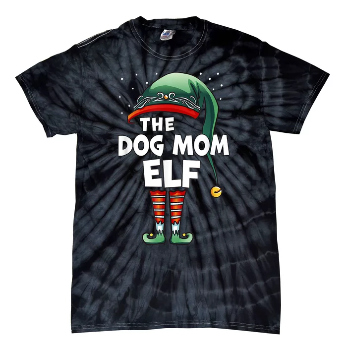 The Dog Mom Elf Matching Family Group Christmas Party Pajama Tie-Dye T-Shirt