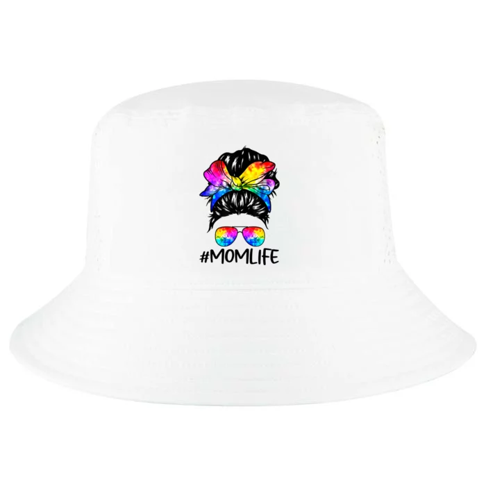 Tie Dye Mom Messy Bun Lgbtq Rainbow Proud Mom Lesbian Funny Gift Cool Comfort Performance Bucket Hat