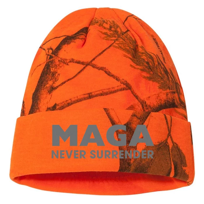 Trump Dark Maga Never Surrender Kati - 12in Camo Beanie