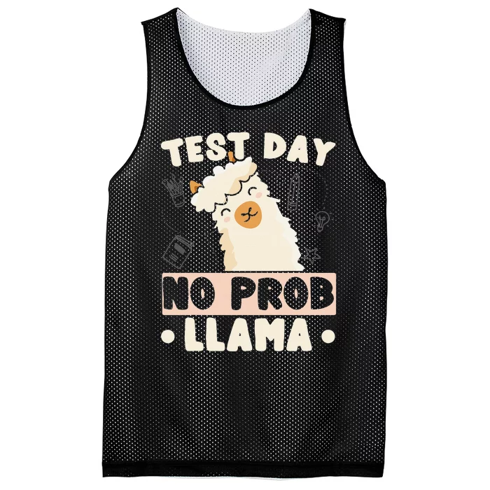 Test Day No ProbLlama Llama Teacher Testing Day Design Mesh Reversible Basketball Jersey Tank