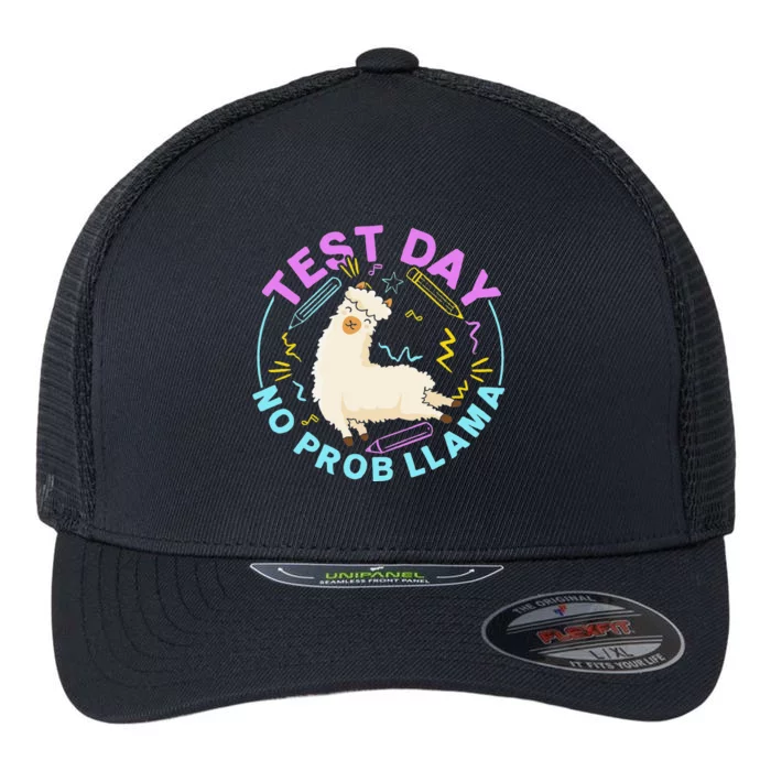 Test Day No ProbLlama Llama Teacher Testing Day Design Flexfit Unipanel Trucker Cap