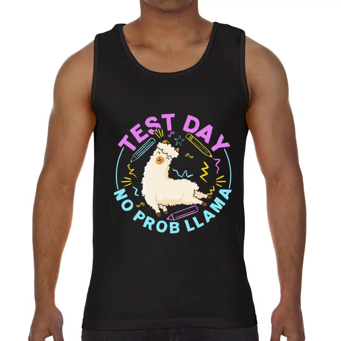 Test Day No ProbLlama Llama Teacher Testing Day Design Comfort Colors® Tank Top