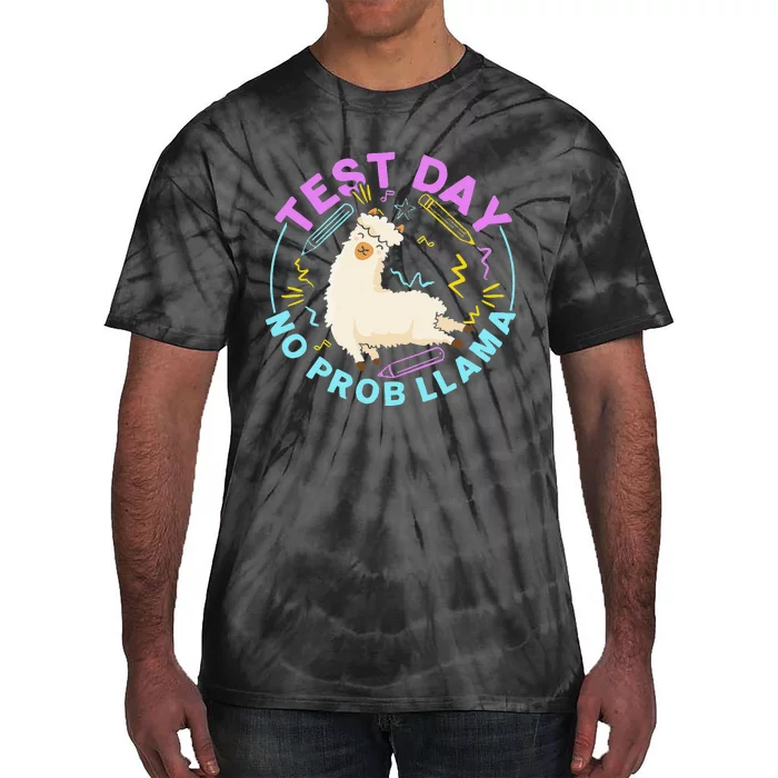 Test Day No ProbLlama Llama Teacher Testing Day Design Tie-Dye T-Shirt