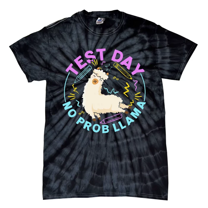 Test Day No ProbLlama Llama Teacher Testing Day Design Tie-Dye T-Shirt