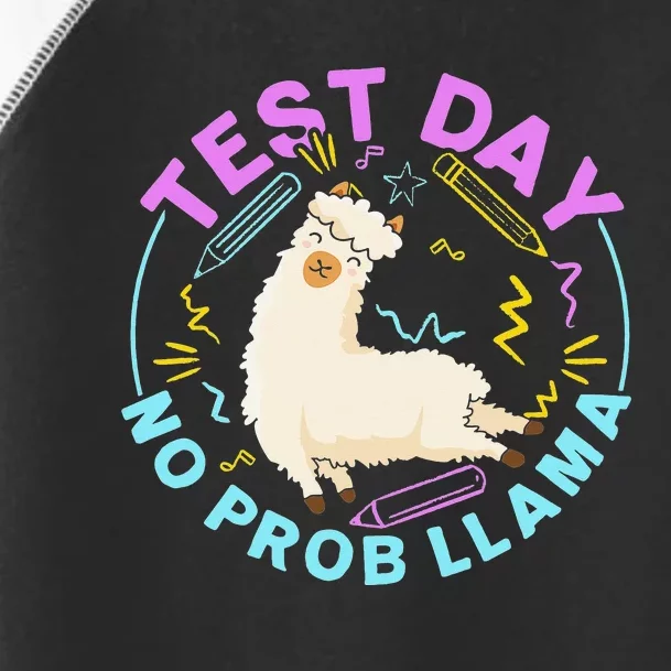 Test Day No ProbLlama Llama Teacher Testing Day Design Toddler Fine Jersey T-Shirt