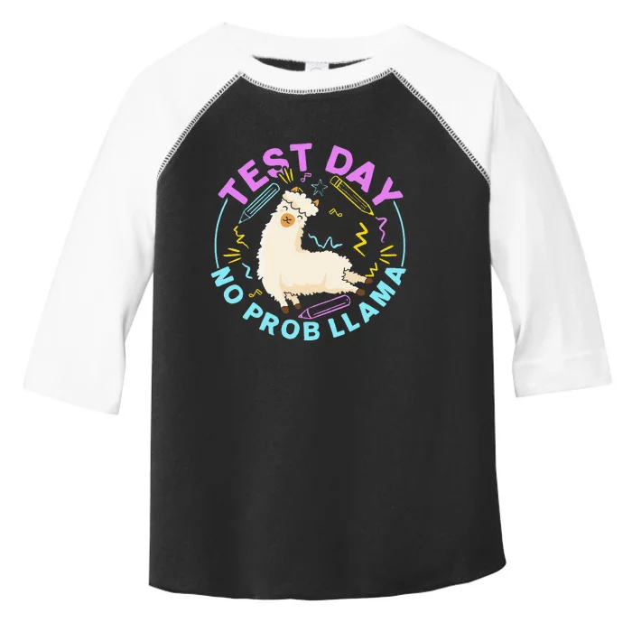 Test Day No ProbLlama Llama Teacher Testing Day Design Toddler Fine Jersey T-Shirt