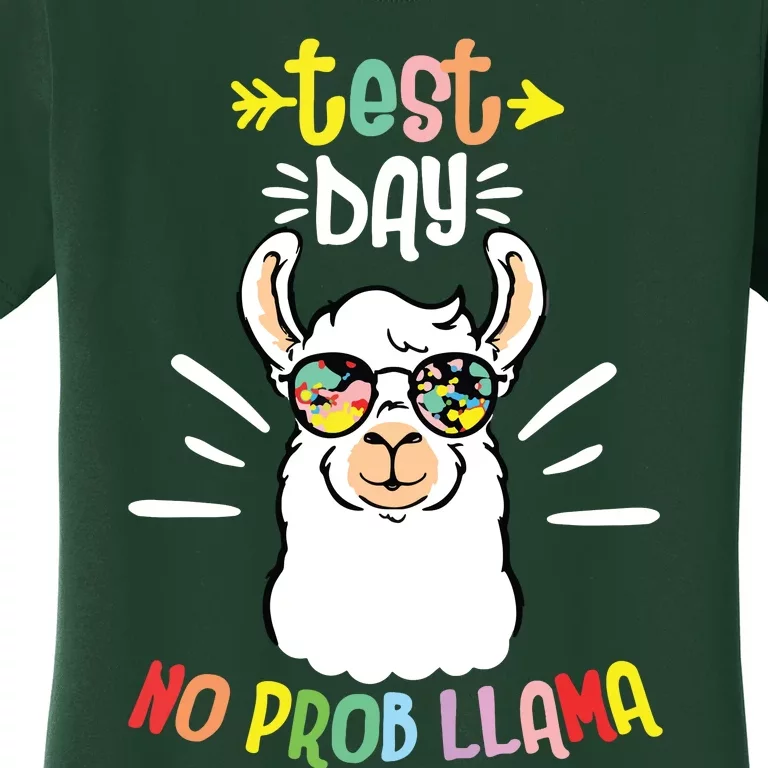 Test Day No Prob LLama Cute Test Day For Teachers Students Women's T-Shirt