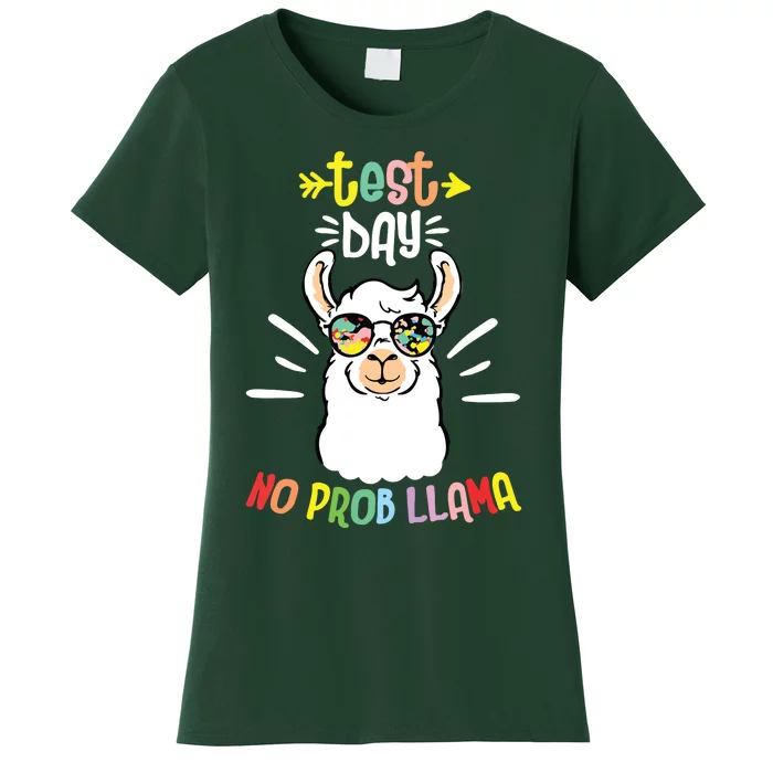 Test Day No Prob LLama Cute Test Day For Teachers Students Women's T-Shirt