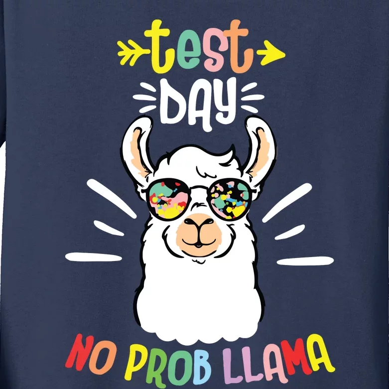 Test Day No Prob LLama Cute Test Day For Teachers Students Kids Long Sleeve Shirt