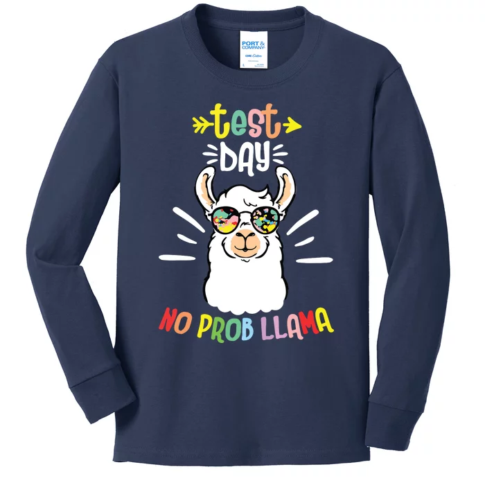 Test Day No Prob LLama Cute Test Day For Teachers Students Kids Long Sleeve Shirt