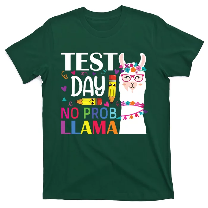 Test Day No Probllama Llama Teacher Testing Day T-Shirt