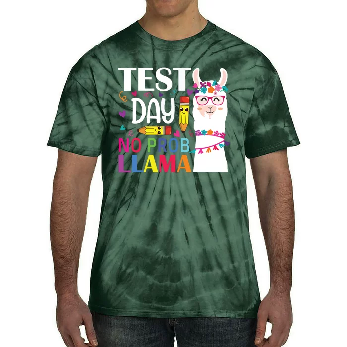 Test Day No Probllama Llama Teacher Testing Day Tie-Dye T-Shirt