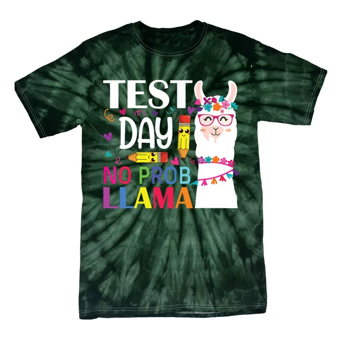 Test Day No Probllama Llama Teacher Testing Day Tie-Dye T-Shirt