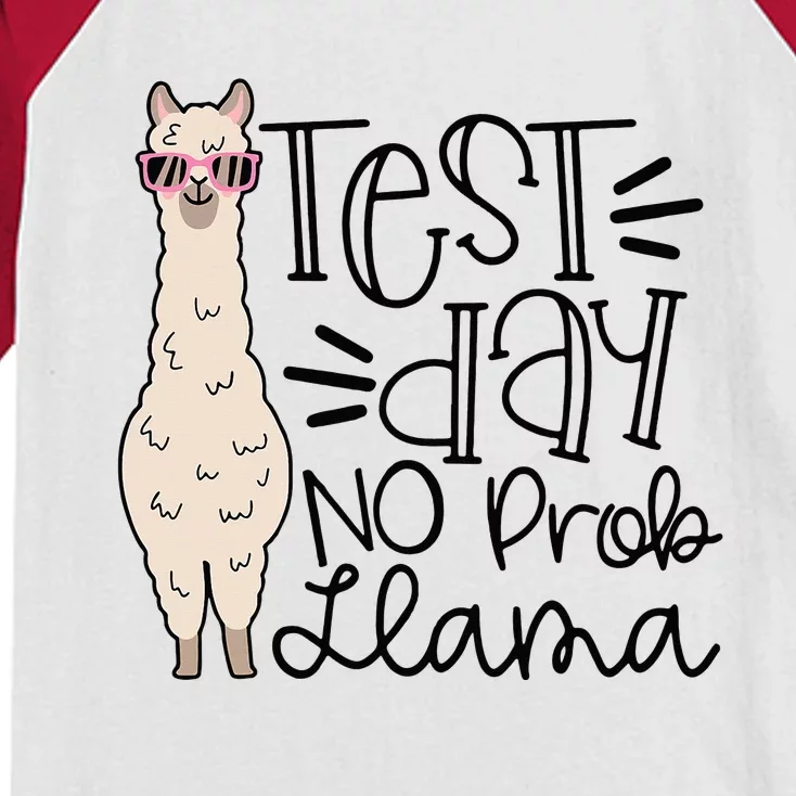 Test Day No Prob llama Teacher funny Testing Day Kids Colorblock Raglan Jersey