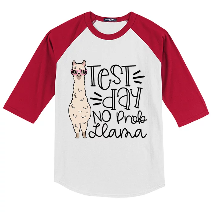 Test Day No Prob llama Teacher funny Testing Day Kids Colorblock Raglan Jersey