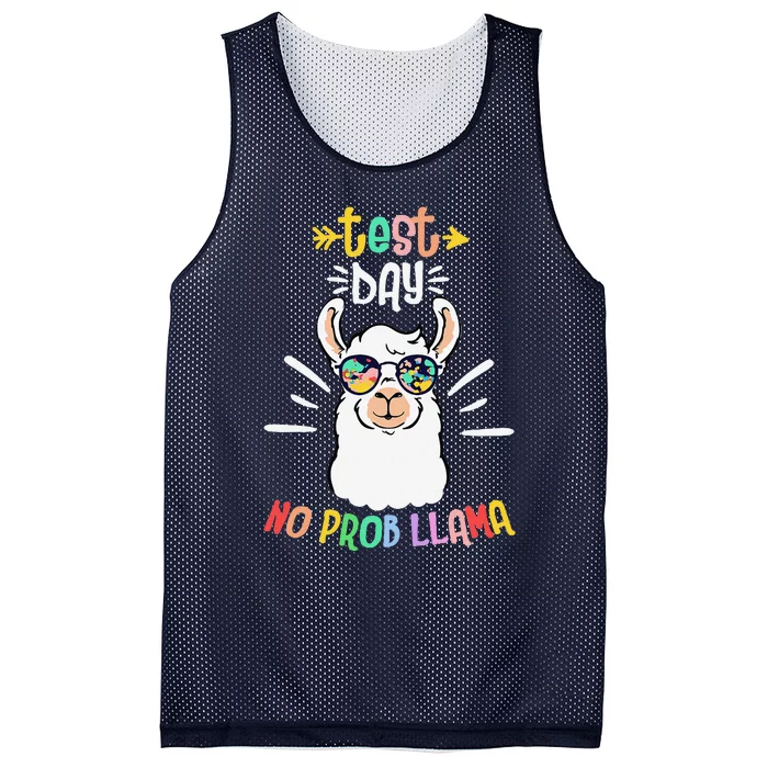 Test Day No Prob Llama Cute Test Day For Teachers Students Mesh Reversible Basketball Jersey Tank