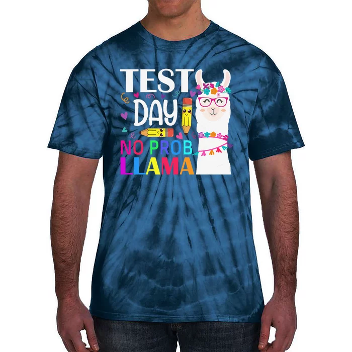 Test Day No Probllama Llama Teacher Testing Day Tie-Dye T-Shirt