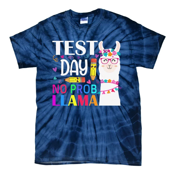 Test Day No Probllama Llama Teacher Testing Day Tie-Dye T-Shirt