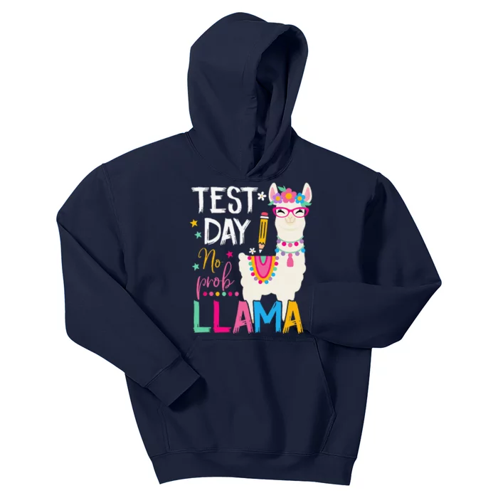 Test Day No Probllama Llama Teacher Testing Day Student Kids Hoodie