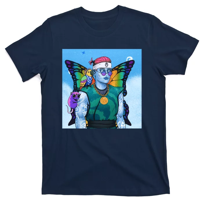 TeeShirtPalace | Tie Dye Ninja NFT Space Parrot Rainbow Butterfly Wings  T-Shirt