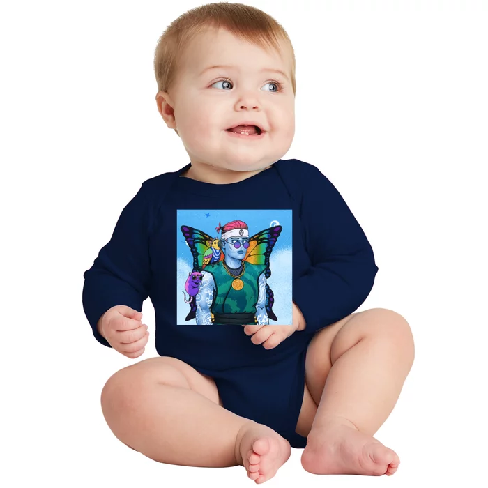 Tie Dye Ninja NFT Space Parrot Rainbow Butterfly Wings Baby Long Sleeve Bodysuit