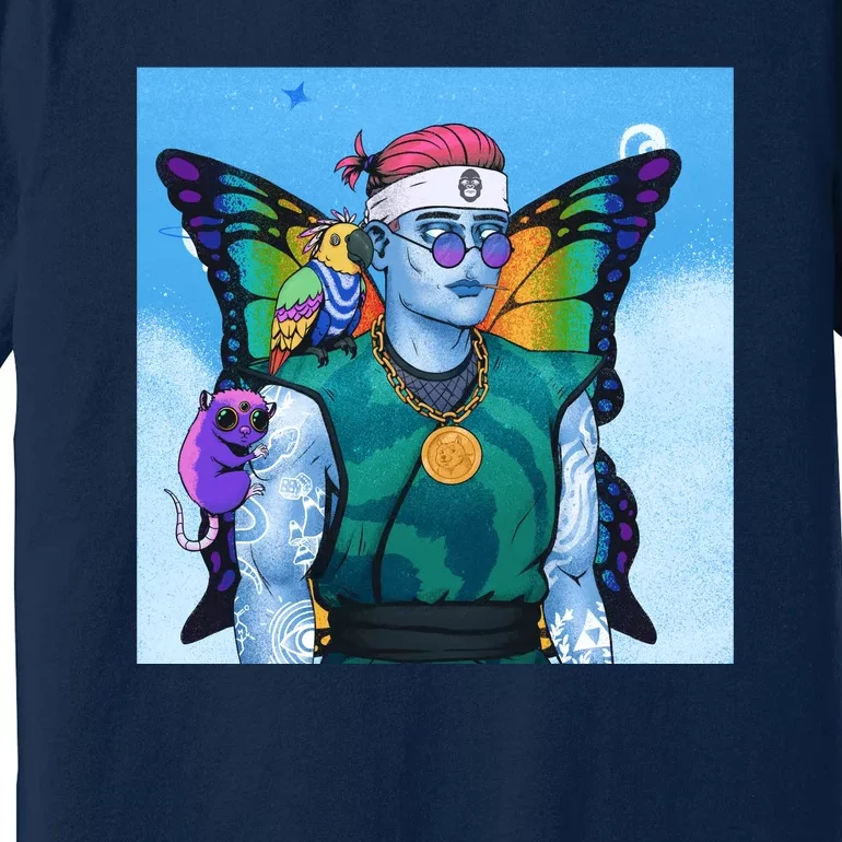 Tie Dye Ninja NFT Space Parrot Rainbow Butterfly Wings Premium T-Shirt