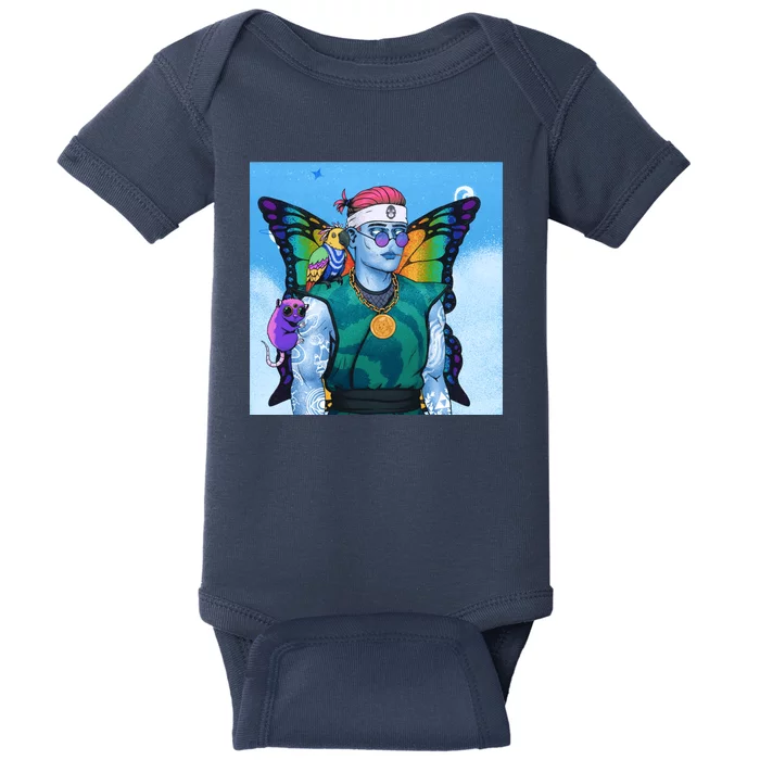 Tie Dye Ninja NFT Space Parrot Rainbow Butterfly Wings Baby Bodysuit