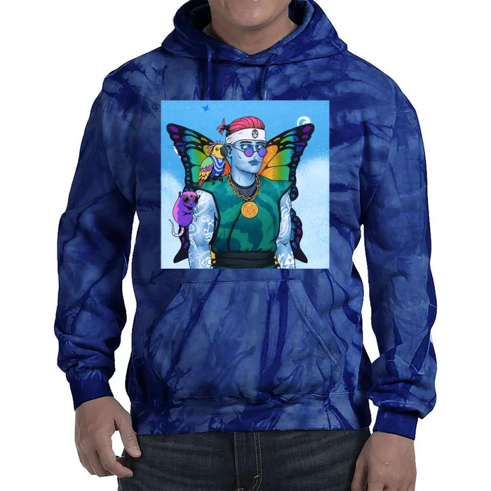 Tie Dye Ninja NFT Space Parrot Rainbow Butterfly Wings Tie Dye Hoodie