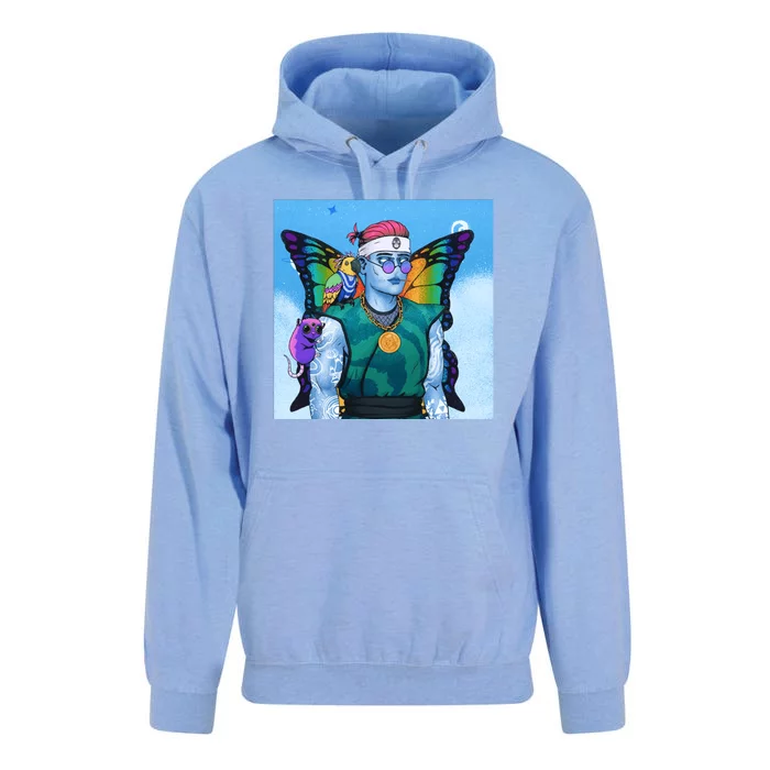 Tie Dye Ninja NFT Space Parrot Rainbow Butterfly Wings Unisex Surf Hoodie