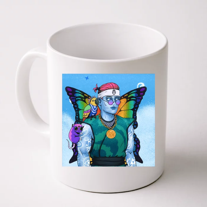 Tie Dye Ninja NFT Space Parrot Rainbow Butterfly Wings Front & Back Coffee Mug