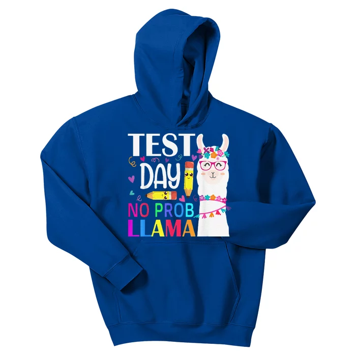 Test Day No Probllama Llama Teacher Testing Day Kids Hoodie