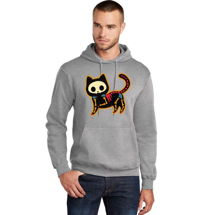 Traditional Day Of The Dead Mexico Sugar Skull Cat Halloween Tall Hoodie