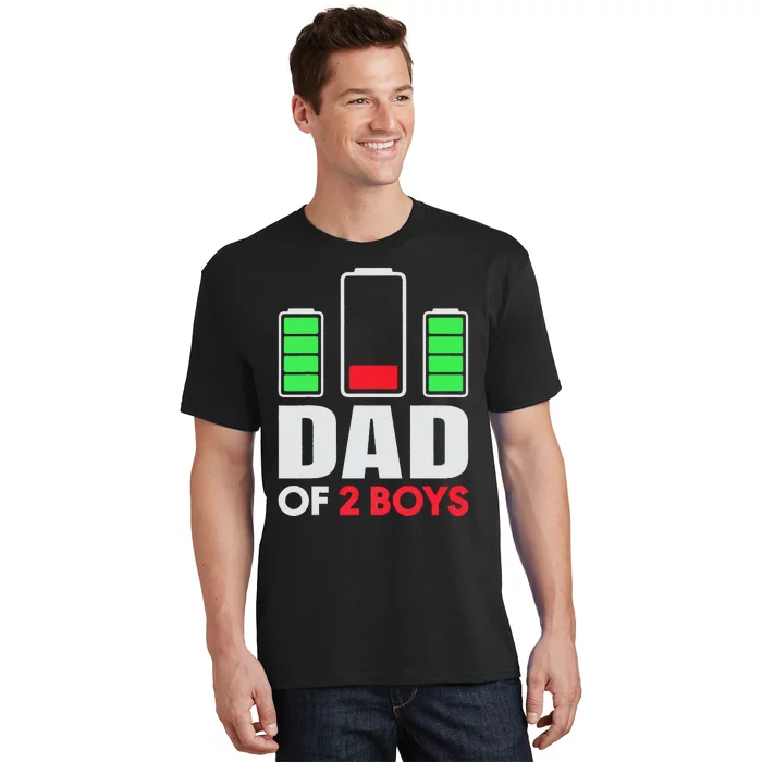 Tired Dad of 2 Two Low Battery Funny Father's Day T-Shirt