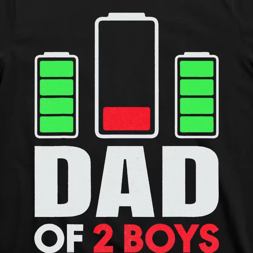 Tired Dad of 2 Two Low Battery Funny Father's Day T-Shirt