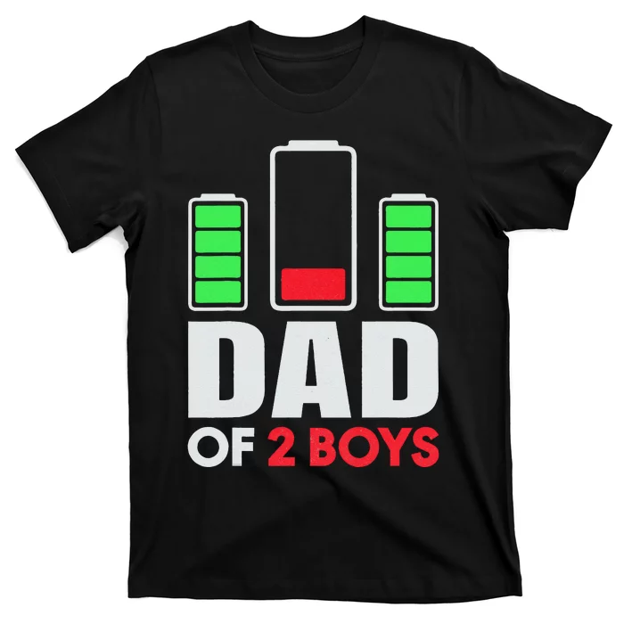 Tired Dad of 2 Two Low Battery Funny Father's Day T-Shirt