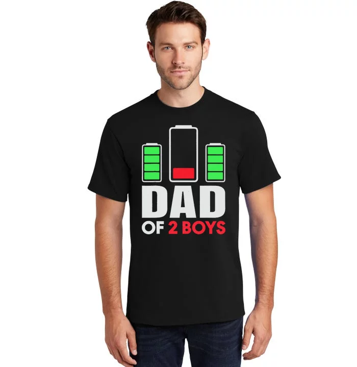 Tired Dad of 2 Two Low Battery Funny Father's Day Tall T-Shirt