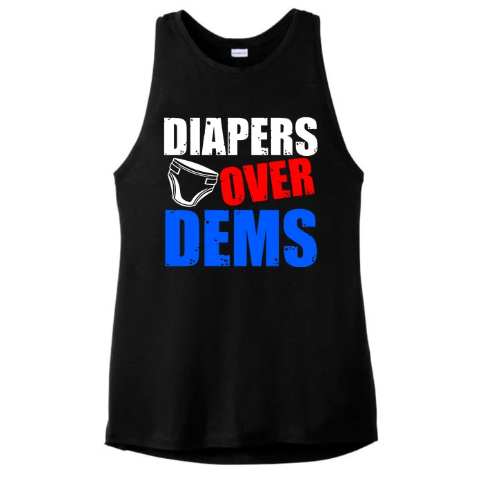 Trump Diapers Over Dems Ladies Tri-Blend Wicking Tank