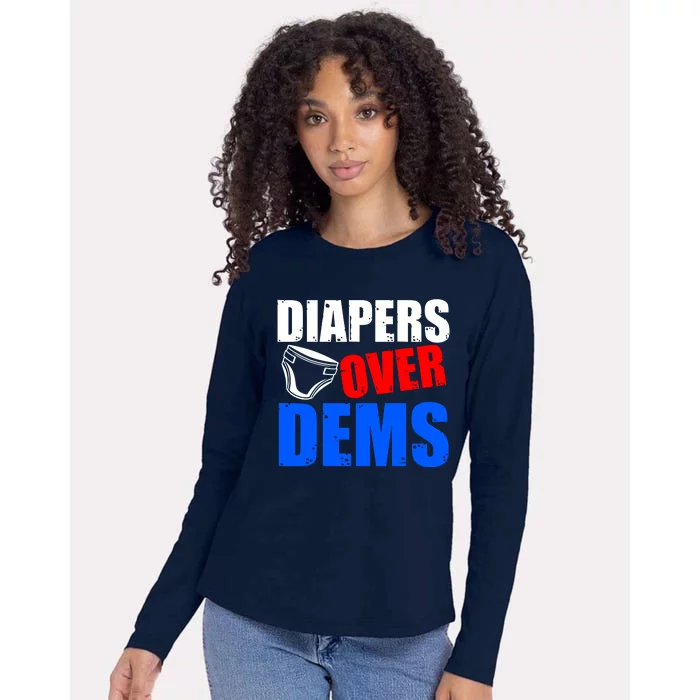 Trump Diapers Over Dems Womens Cotton Relaxed Long Sleeve T-Shirt