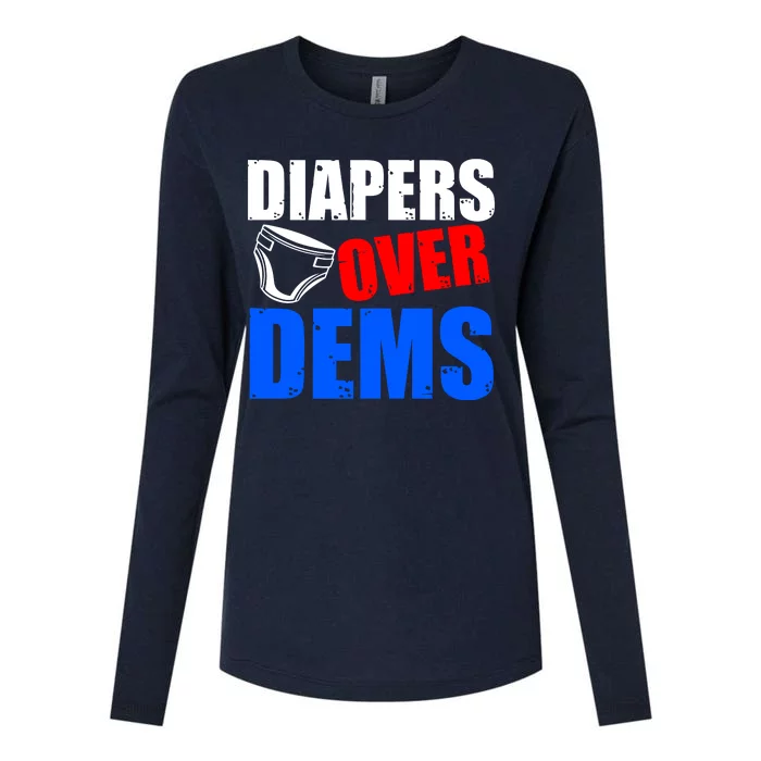 Trump Diapers Over Dems Womens Cotton Relaxed Long Sleeve T-Shirt