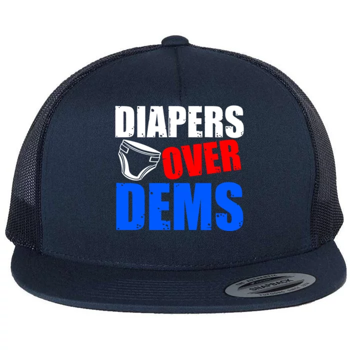 Trump Diapers Over Dems Flat Bill Trucker Hat