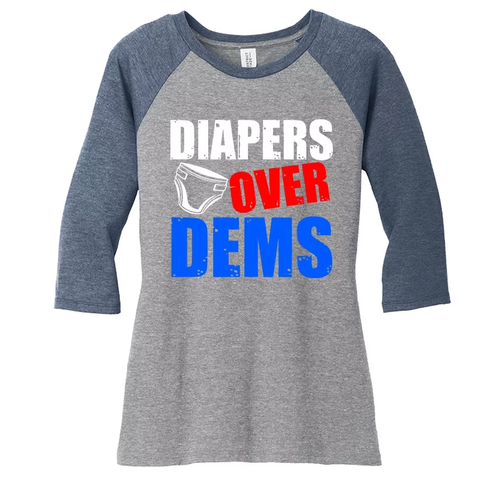 Trump Diapers Over Dems Women's Tri-Blend 3/4-Sleeve Raglan Shirt