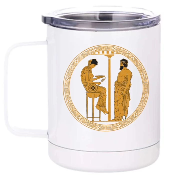 The Delphic Oracle King Aigeus In Front Of The Pythia Front & Back 12oz Stainless Steel Tumbler Cup