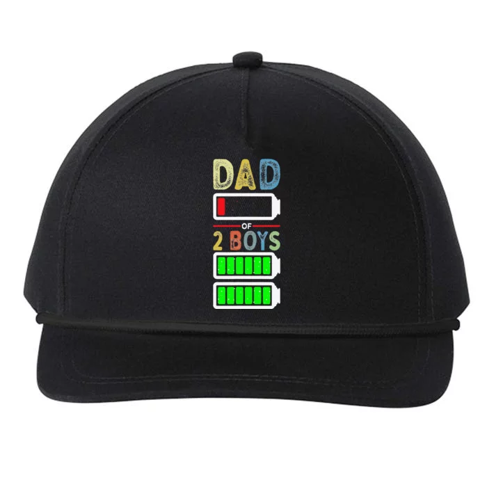 Tired Dad of 2 Two Low Battery Funny Father's Day Snapback Five-Panel Rope Hat