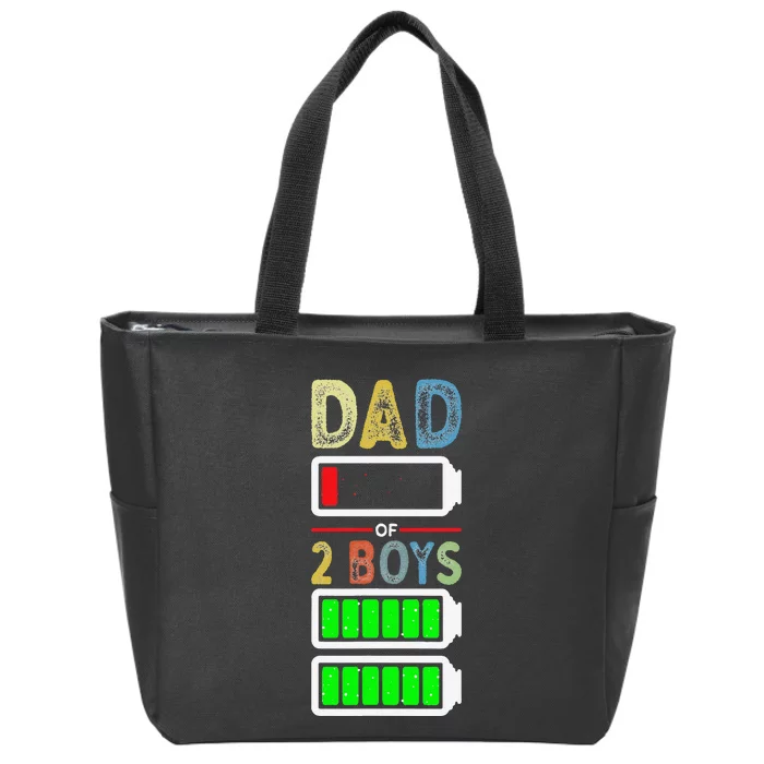 Tired Dad of 2 Two Low Battery Funny Father's Day Zip Tote Bag