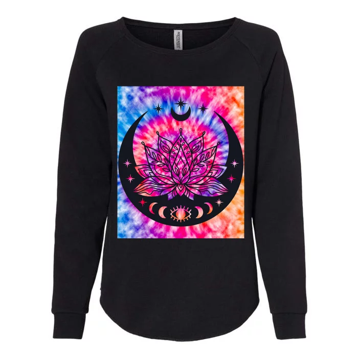 Tie Die Ohm Yoga Lotus Moon Yoga Eastern Namaste Gift Womens California Wash Sweatshirt