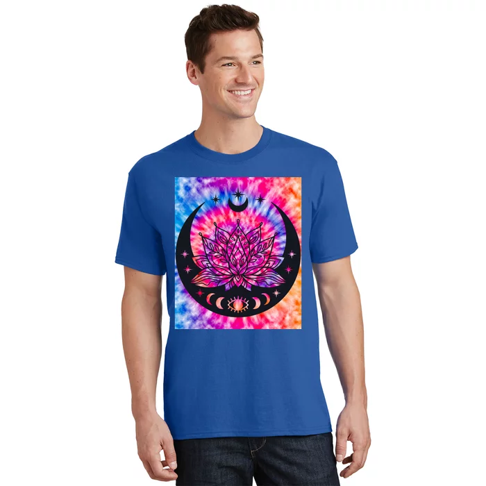 Tie Die Ohm Yoga Lotus Moon Yoga Eastern Namaste Gift T-Shirt