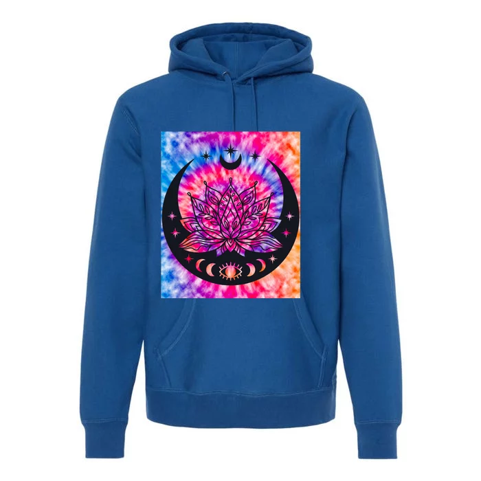 Tie Die Ohm Yoga Lotus Moon Yoga Eastern Namaste Gift Premium Hoodie