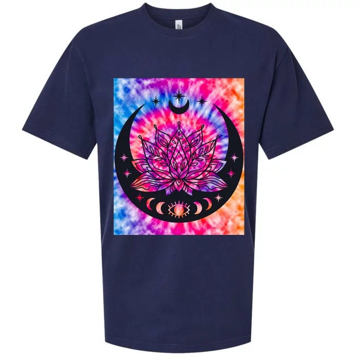 Tie Die Ohm Yoga Lotus Moon Yoga Eastern Namaste Gift Sueded Cloud Jersey T-Shirt