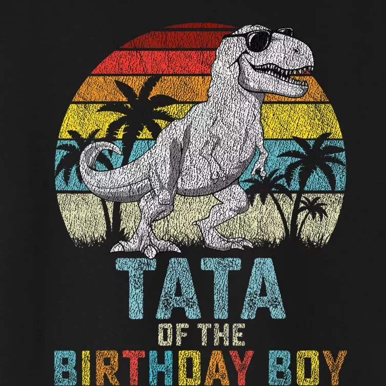 Tata Dinosaur Of The Birthday Matching Family Women's Crop Top Tee